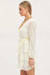 White Skater Dress Long Sleeve Mini