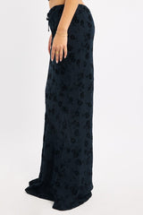 Black Floral Maxi Skirt High Waisted Panelled Detail Burnout