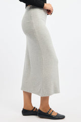 Grey Maxi Skirt Elasticated Lace Trim Jersey Lined