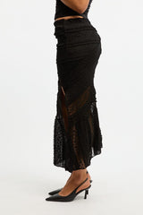 Black Scarf Hem Lace Maxi