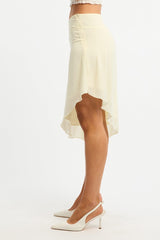 Yellow Scarf Hem Skirt Midi Asymmetric