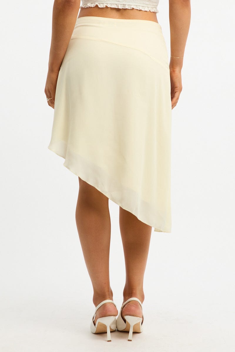Yellow Scarf Hem Skirt Midi Asymmetric