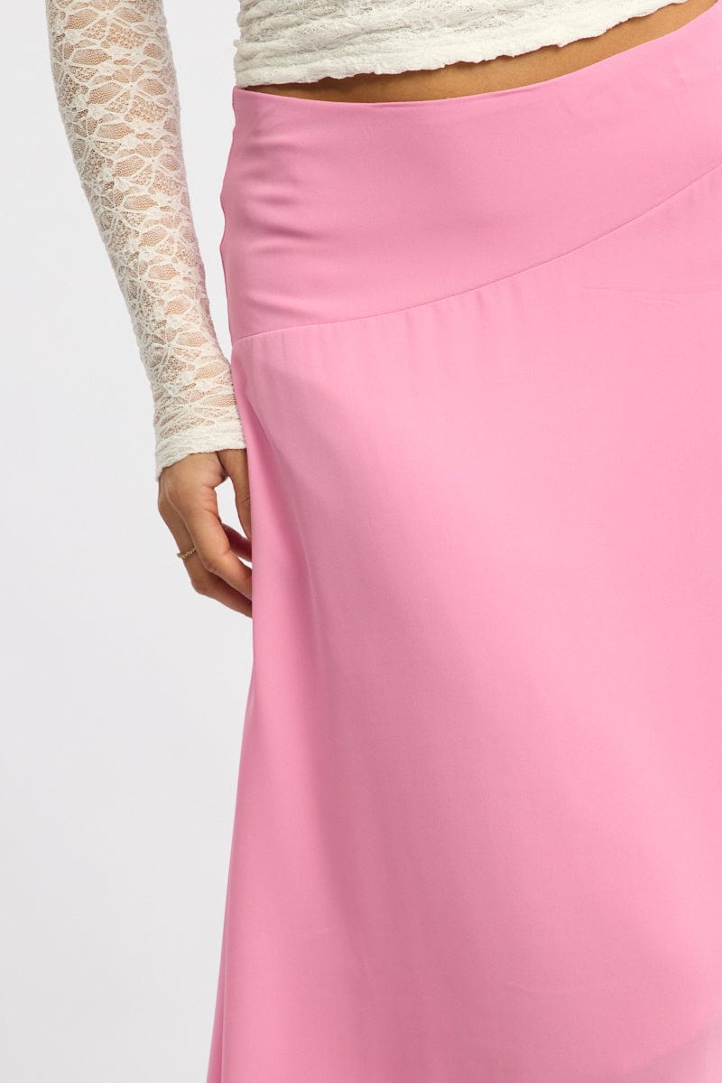 Pink Scarf Hem Skirt Midi Asymmetric