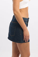 Denim Mini Skirt Mid Rise Regular Fit