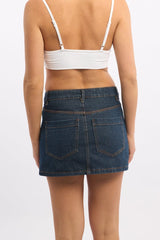 Denim Mini Skirt Mid Rise Regular Fit