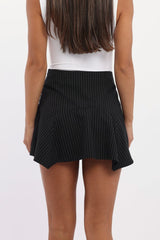 Black Stripe Scarf Hem Mini Skirt High Rise