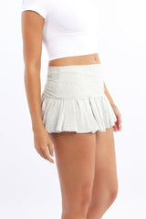 Grey Mini Skort Skirt Fold Down Waist Supersoft