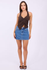 Denim Mini Skirt Mid Rise Regular Fit