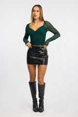 Black Mini Skirt Embossed Pu