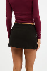 Black Pleated Skort Skirt High Waisted Mini Bow Detail