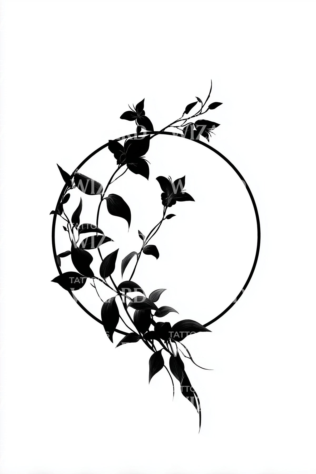 Twining Vine Circle Tattoo Design