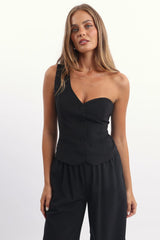 Black One Shoulder Vest Top