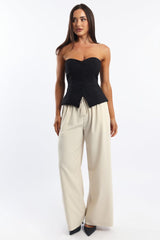 Black Bandeau Vest Sleeveless Sweetheart Tailored