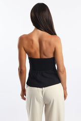 Black Bandeau Vest Sleeveless Sweetheart Tailored