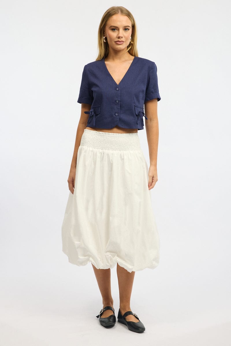 Blue Tailored Button Up Top