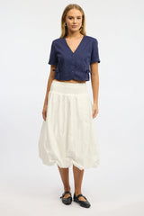 Blue Tailored Button Up Top