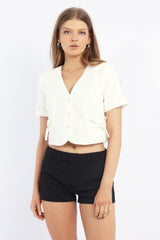 White Tailored Button Up Top