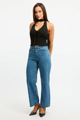 Black Scarf Top Sleeveless Halter Plisse Vest Detail